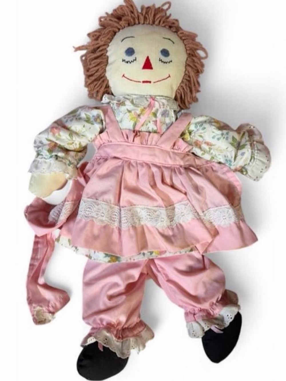 Pink Rag Doll Plush Toy for Kids - Soft Floral Outfit